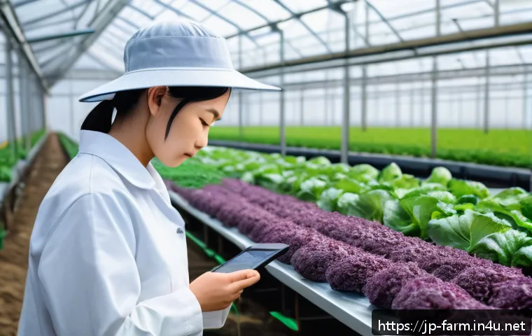 농산물품질관리사 실무에서의 윤리적 문제 해결 - A modern agricultural quality control scene showing a Japanese farmworker in casual workwear and a p...