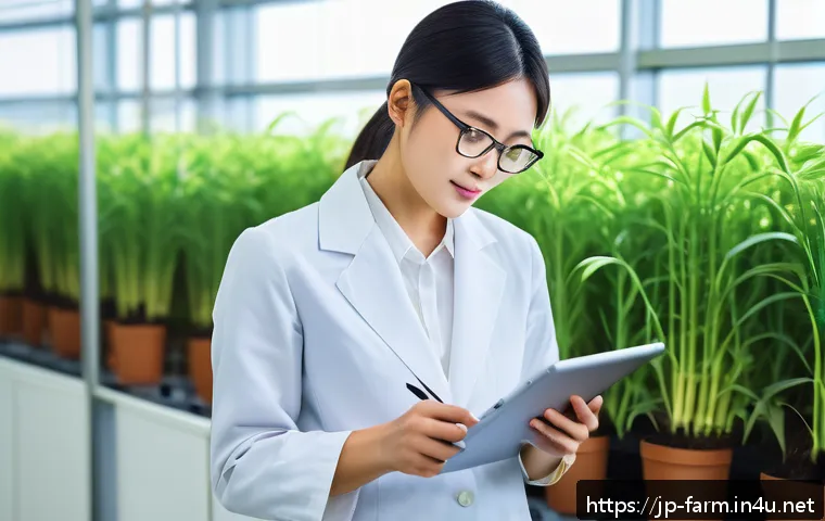 농산물품질관리사 자격증 시험 합격률 통계 - A modern Japanese agricultural quality control professional in business casual attire, studying deta...