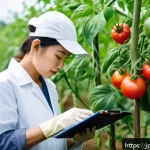 농산물품질관리사 전문성 강화 방법 - A modern agricultural quality inspection scene in a Japanese farm setting, featuring a professional ...